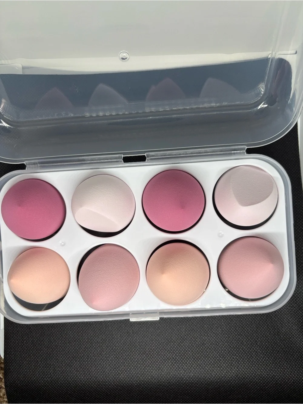 Set of 8 Pink and Peach Makeup Blenders with Storage Case